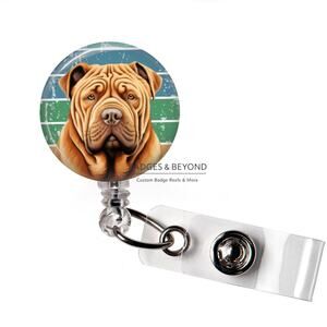 🐾🐶 Chinese Shar Pei Badge Reel | Dog Lover Retractable ID Holder | Accessory